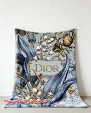 Dior Lily of the Valley Luxury Flannel Sofa Throw Blanket D497